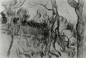 Vincent Van Gogh - Pine Trees Seen against the Wall of the Asylum 2