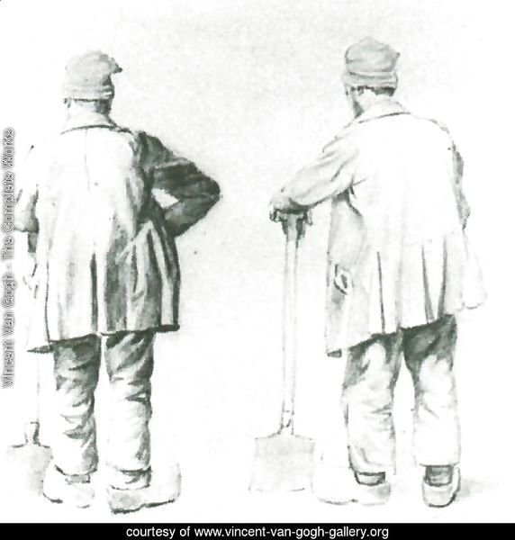 Two Sketches of a Man Leaning on His Spade