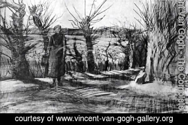 Vincent Van Gogh - Woman on a Road with Pollard Willows