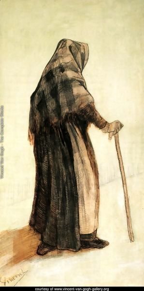 Old Woman with a Shawl and a Walking-Stick