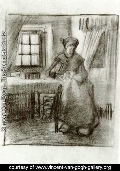 Vincent Van Gogh - Interior with Peasant Woman Sewing 4