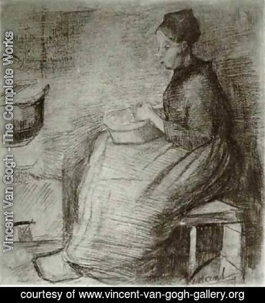 Vincent Van Gogh - Woman, Sitting by the Fire, Peeling Potatoes