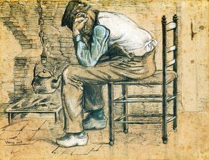 Vincent Van Gogh - Peasant Sitting by the Fireplace (Worn Out) 2