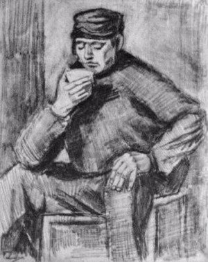 Vincent Van Gogh - Young Man, Sitting with a Cup in his Hand, Half-Length