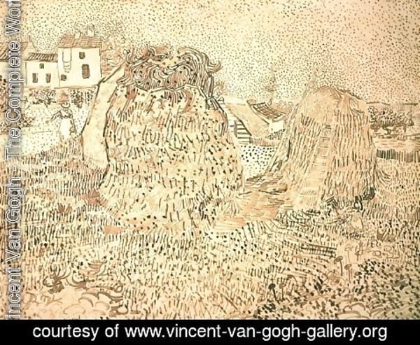 Vincent Van Gogh - Haystacks near a Farm 2