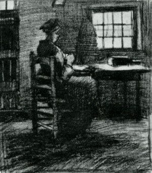 Vincent Van Gogh - Interior with Peasant Woman Sewing 5