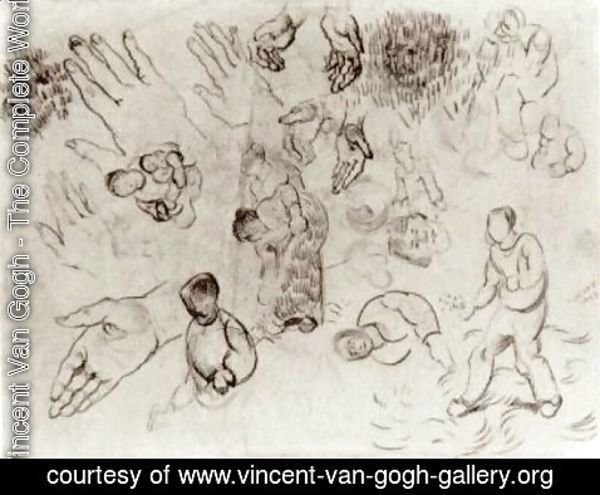 Vincent Van Gogh - Sheet with Hands and Several Figures