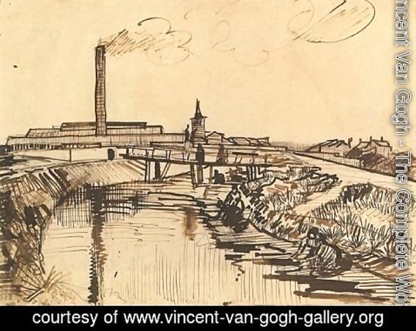 Vincent Van Gogh - Canal with Bridge and Women Washing