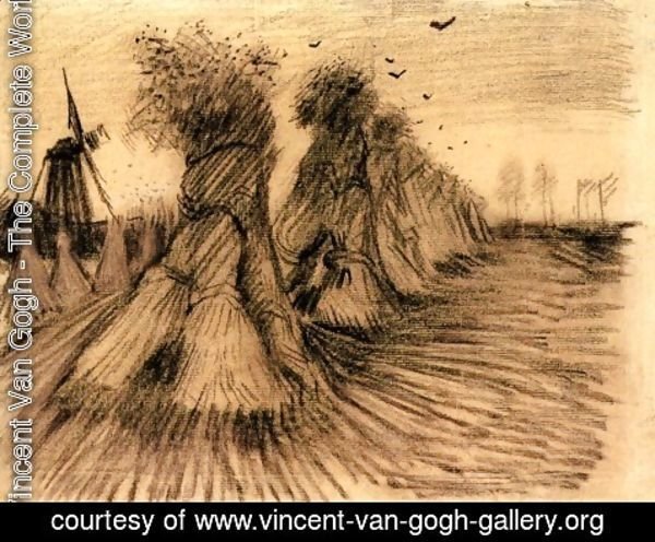 Vincent Van Gogh - Stooks and a Mill