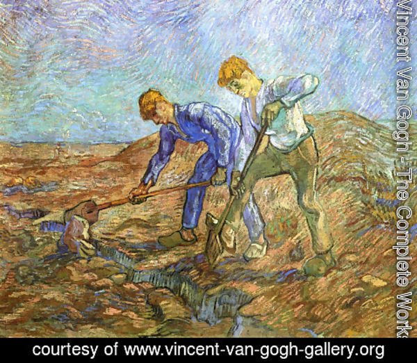 Vincent Van Gogh - Two Peasants Diging (after Millet)