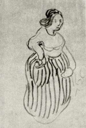 Woman with Striped Skirt