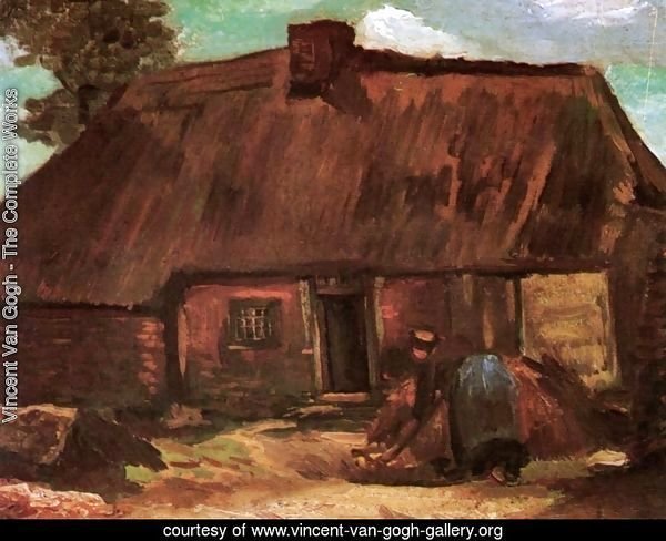 Cottage With Peasant Woman Digging