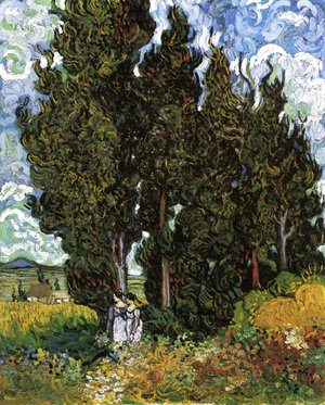 Vincent Van Gogh - Cypresses With Two Female Figures