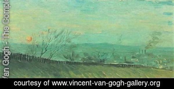 Vincent Van Gogh - Factories Seen From A Hillside In Moonlight