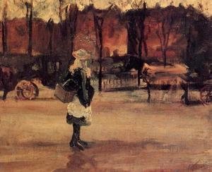 Vincent Van Gogh - Girl In The Street Two Coaches In The Background A