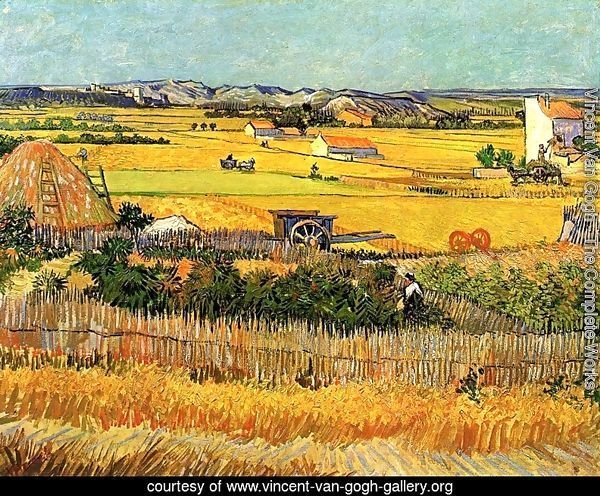 Harvest At La Crau With Montmajour In The Background