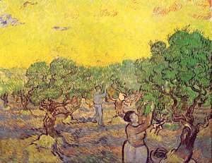 Olive Grove With Picking Figures