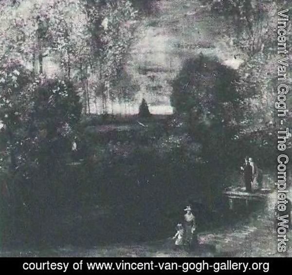 Vincent Van Gogh - The Parsonage Garden At Nuenen With Pond And Figures