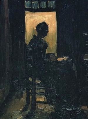 Vincent Van Gogh - Peasant Woman Seated Before An Open Door Peeling Potatoes