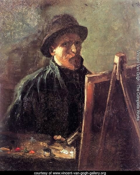 Self Portrait With Dark Felt Hat At The Easel