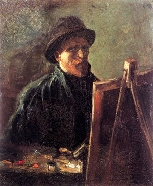 Self Portrait With Dark Felt Hat At The Easel