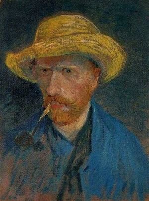 Self Portrait With Straw Hat And Pipe