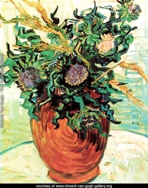 Vase With Flower And Thistles