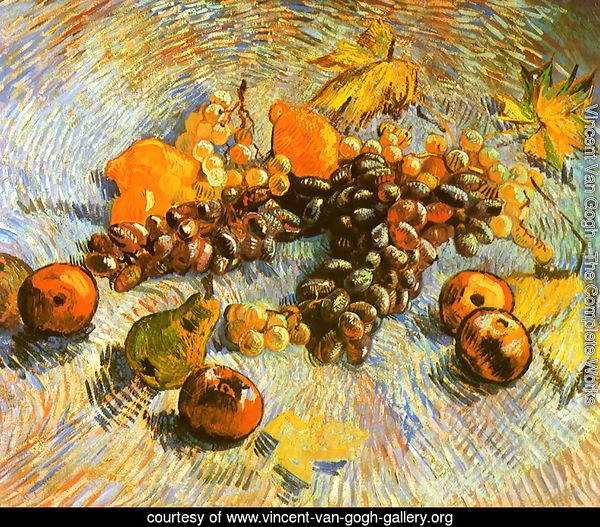 Still Life With Apples Pears Lemons And Grapes