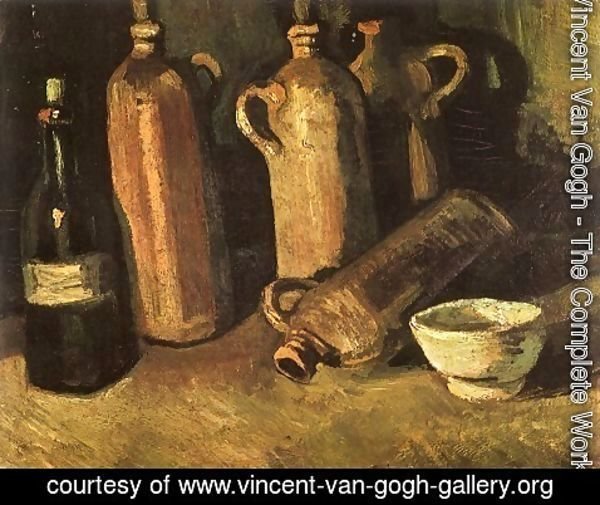 Vincent Van Gogh - Still Life With Four Stone Bottles Flask And White Cup