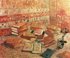 Still Life With French Novels And A Rose