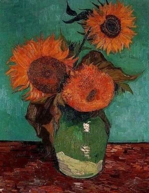 Three Sunflowers In A Vase