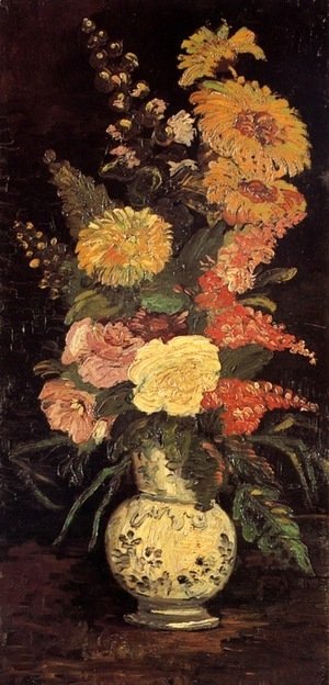 Vincent Van Gogh - Vase With Asters Salvia And Other Flowers