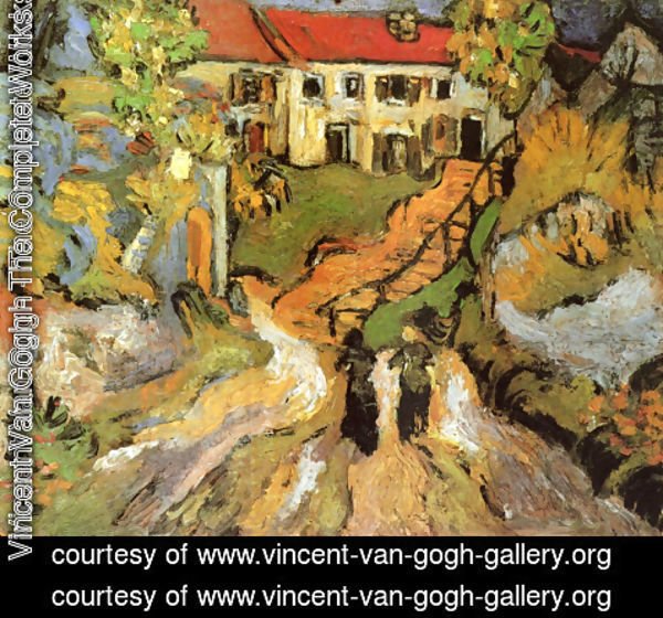 Vincent Van Gogh - Village Street And Steps In Auvers With Two Figures