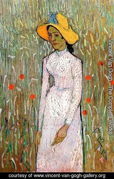 Vincent Van Gogh - Young Girl Standing Against A Background Of Wheat