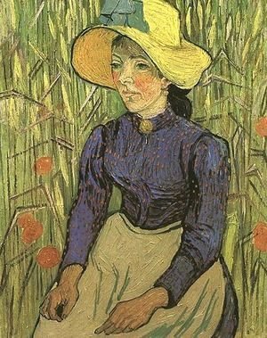 The Young Peasant Woman With Straw Hat Sitting In