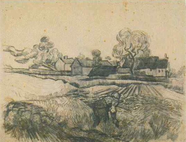 Cottages with a Woman Working in the Foreground 2