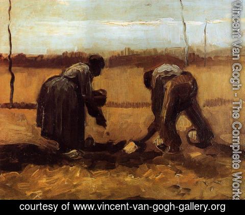 Vincent Van Gogh - Peasant Man and Woman Planting Potatoes
