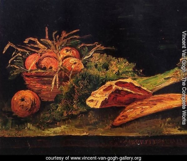Still Life with Apples, Meat and a Roll