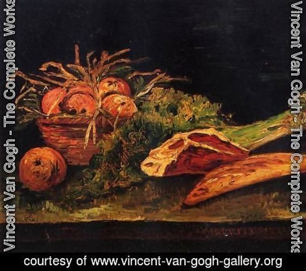 Vincent Van Gogh - Still Life with Apples, Meat and a Roll