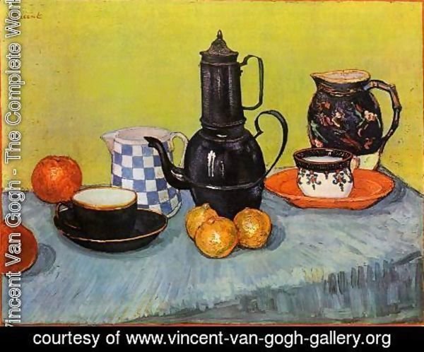 Vincent Van Gogh - Still Life: Blue Enamel Coffeepot, Earthenware and Fruit