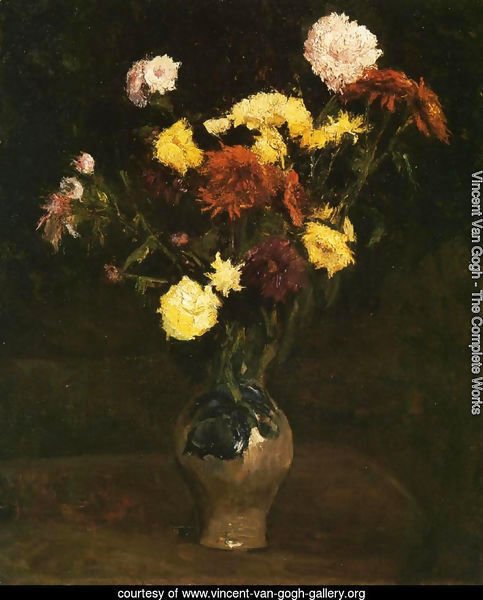 Basket of Carnations and Zinnias