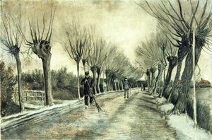 Vincent Van Gogh - Road with Pollarded Willows and a Man with a Broom