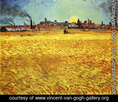 Vincent Van Gogh - Summer Evening, Wheatfield with Setting sun