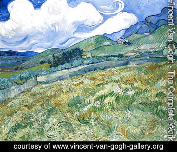 Vincent Van Gogh - Wheatfield with Mountains in the Background