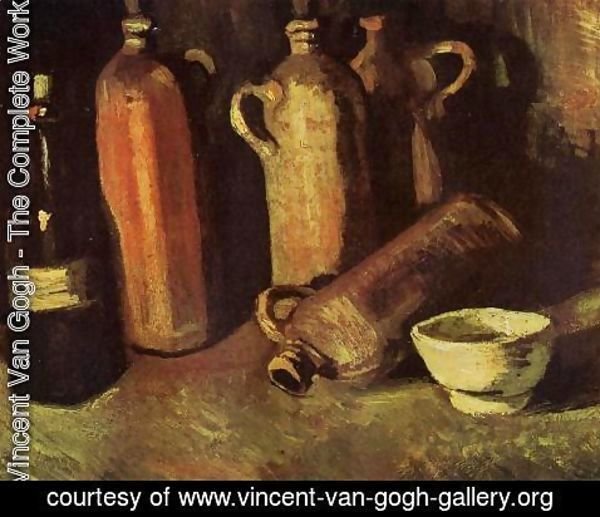Vincent Van Gogh - with Four Stone Bottles, Flask and White Cup