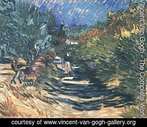 Vincent Van Gogh - A Road at Saint-Remy with Female Figure