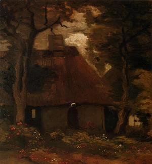 Cottage and Peasant Woman under the Trees