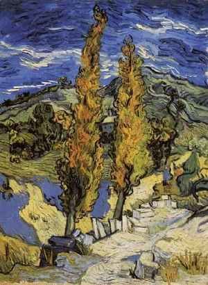 Vincent Van Gogh - Deux peupliers sur le chemin des collines 1889
