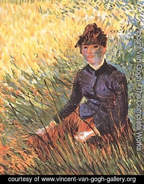 Femme assise dans l'herbe 1887