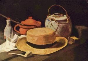 still life with yellow hat